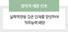 경력자 채용 선호, 실력역량을 갖춘 인재를 양성하여 직무능력 배양